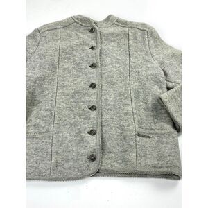 Sigi Scheiber Pure New Wool Sweater Jacket Coat Womens 42 Gray Made in Austria B